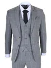 Infinity Leather Men's 3-piece Grey Classic Check Suit Slim Fit Plain Formal Party Suit In Gray