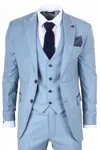 Infinity Leather Men's 3 Piece Plain Blue Work Formal Suit In Blue