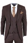 Infinity Leather Men's 3 Piece Plain Blue Work Formal Suit In Brown