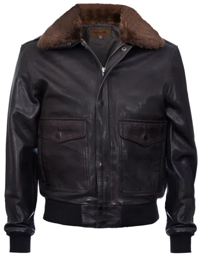 Infinity Leather Men's Air Force A2 Brown Aviator Leather Bomber Jacket-sao Paulo In Black