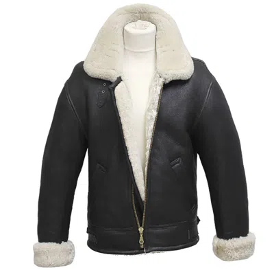 Pre-owned Infinity Leather Men's Aviator B3 Cream Real Shearling Sheepskin Leather Bomber Flying Jacket In Ivory