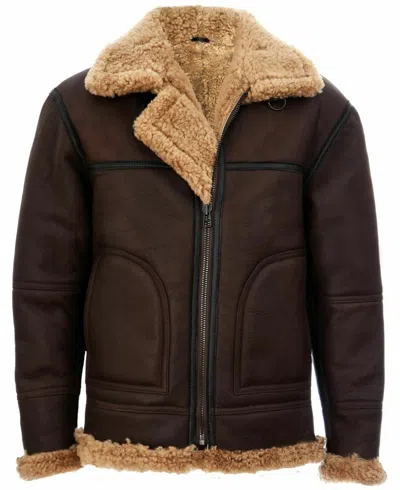 Pre-owned Infinity Leather Men's Aviator Vintage Brown B3 Shearling Sheepskin Leather Pilot Flying Jacket