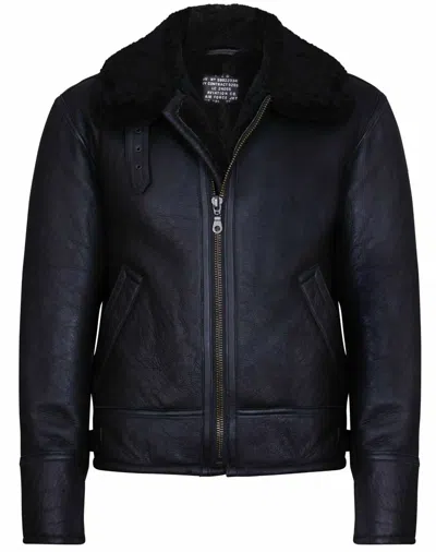 Pre-owned Infinity Leather Men's Black B3 'air Force' Real Shearling Sheepskin Aviator Pilot Flying Jacket