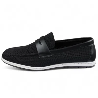INFINITY LEATHER MEN'S BLACK BREATHABLE LOAFERS LIGHTWEIGHT SLIP-ON