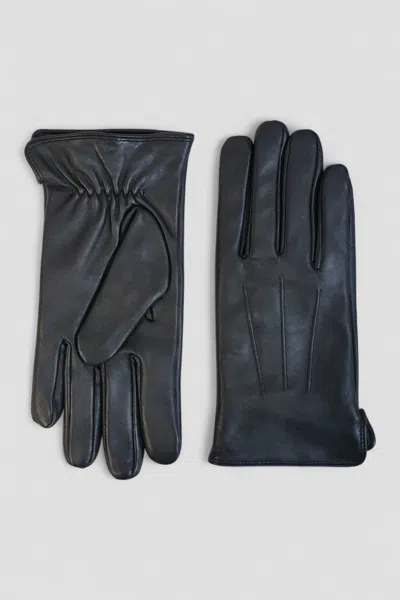 Infinity Leather Men's Brown Italian Leather Warm Wool Lining Winter Riding Driving Casual Gloves In Black