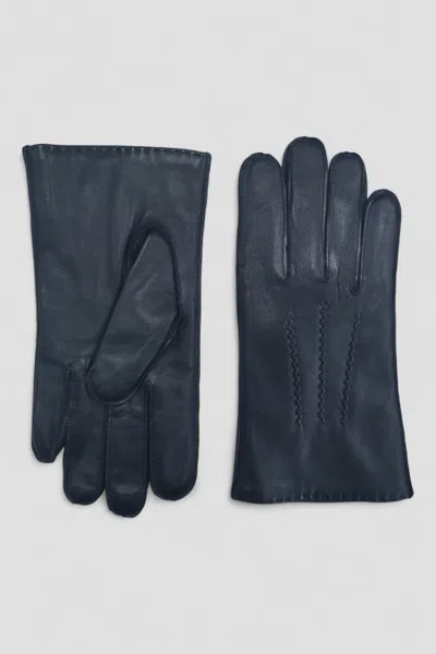 INFINITY LEATHER MEN'S BLACK ITALIAN LEATHER WARM WOOL LINING WINTER STICH DESIGN RIDING DRIVING CASUAL GLOVES