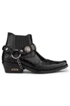 Infinity Leather Men's Black Leather Western Winklepicker Gothic Boots In Black