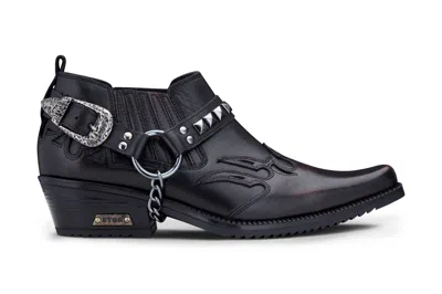 INFINITY LEATHER MEN'S BLACK LEATHER WINKLEPICKER STUDDED WESTERN BIKER SHOES