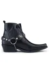 Infinity Leather Men's Black Leather Winklepicker Western Gothic Boots In Black