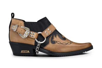 Infinity Leather Men's Black/tan Snakeskin Winklepicker Leather Western Shoes In Brown