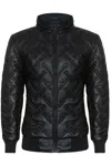 Infinity Leather Men's Bomber Leather Quilted Jacket - Goiã¢nia In Black
