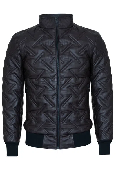 Infinity Leather Men's Bomber Leather Quilted Jacket - Goiã¢nia In Brown