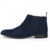 Infinity Leather Men's Bown Suede Chelsea Boots Real Leather Lined Slip-on In Blue