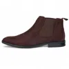 Infinity Leather Men's Bown Suede Chelsea Boots Real Leather Lined Slip-on In Brown