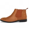 Infinity Leather Men's Bown Suede Chelsea Boots Real Leather Lined Slip-on In Brown
