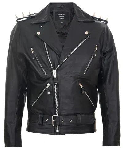 Infinity Leather Men's Brando Black ''ghostrider'' Spiked Leather Biker Jacket-munich