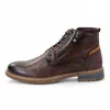 Infinity Leather Men's Brown Biker Lace-up Ankle Boots In Brown