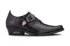Infinity Leather Men's Brown Croc Leather Cuban Heel Winklepicker Shoes In Brown