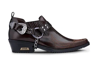Infinity Leather Men's Brown Eagle Cuban Heel Leather Cowboy Shoes