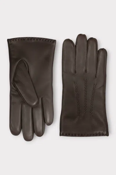 Infinity Leather Men's Brown Italian Leather Warm Wool Lining Winter Stich Design Riding Driving Casual Gloves In Black