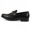 Infinity Leather Men's Brown Loafers With Gold Buckle Smart Slip-on Shoes In Black