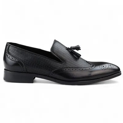 Infinity Leather Men's Brown Tassel Moccasin Loafers Smart Slip-on Dress Shoes In Black