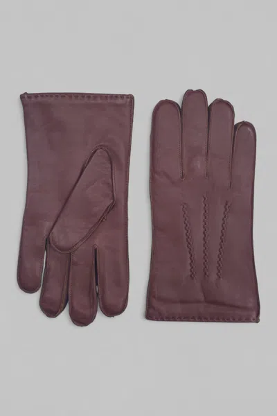 Infinity Leather Men's Chestnut Brown Italian Leather Warm Wool Lining Winter Stich Design Riding Driving Casual Glov In Pink