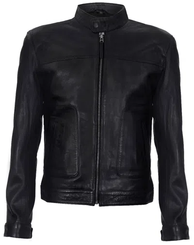 Infinity Leather Men's Classic Fitted Leather Biker Jacket-austin In Black
