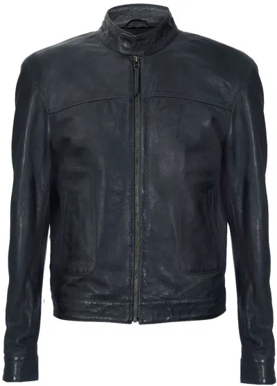Infinity Leather Men's Classic Fitted Leather Biker Jacket-austin In Grey