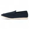 Infinity Leather Men's Durable Grey Slip-on Loafers With Cushioned Insole In Blue