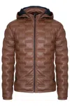 Infinity Leather Men's Hooded Puffer Quilted Bomber Leather Jacket - Belãm In Multi