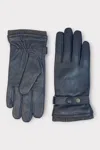 Infinity Leather Men's Navy Blue Italian Leather Warm Wool Lining Winter Bike Riding Driving Casual Gloves In Blue