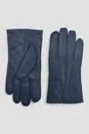 Infinity Leather Men's Navy Blue Italian Leather Warm Wool Lining Winter Stich Design Riding Driving Casual Gloves In Blue