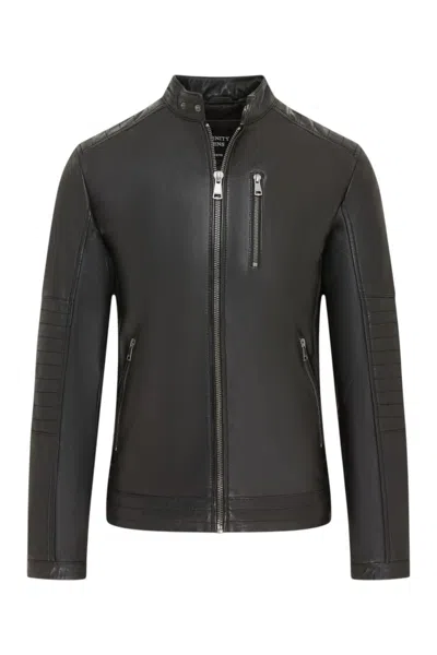 Infinity Leather Men's Quilted Black Lamb Leather Biker Jacket - Formula