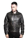 Infinity Leather Men's Retro Leather Trucker Jacket-constantine In Black