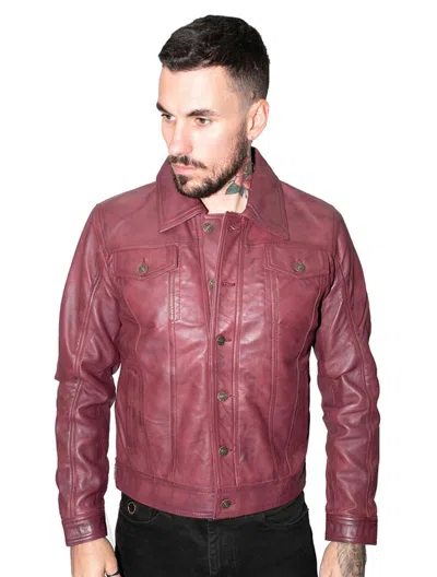Infinity Leather Men's Retro Leather Trucker Jacket-constantine In White