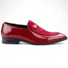 Infinity Leather Men's Smart Red Loafers Leather Lined Velvet Slip-on Shoes In Red