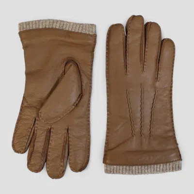 Infinity Leather Men's Tan Brown Italian Leather Warm Wool Lining Winter Riding Driving Casual Gloves