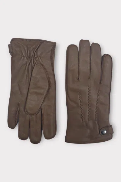 Infinity Leather Men's Tan Brown Italian Leather Warm Wool-lined Winter Bike Riding Driving Casual Gloves In Black