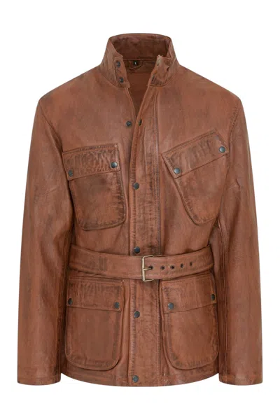 Infinity Leather Men's Tan Lamb Leather Safari Parka Jacket - Edinburgh In Multi