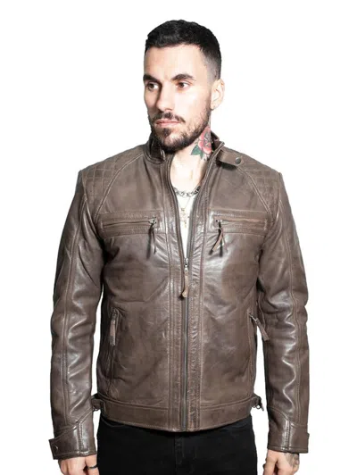 Infinity Leather Men's Vintage Leather Quilted Biker Jacket-monaco In Multi