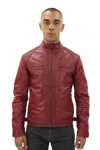 Infinity Leather Men's Vintage Leather Quilted Biker Jacket-monaco In Red