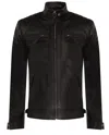 Infinity Leather Men's Vintage Zipped Leather Racing Quilted Biker Jacket In Black