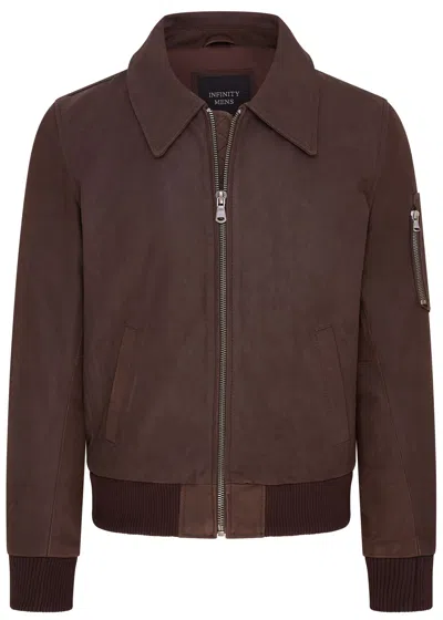 Infinity Leather Mens A2 Cowhide Leather Bomber Jacket-eura In Brown