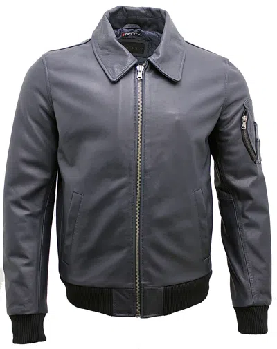 Infinity Leather Mens A2 Cowhide Leather Bomber Jacket-oslo In Blue