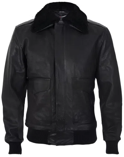 Infinity Leather Mens Air Force A2 Cowhide Bomber Jacket-montreal In Black