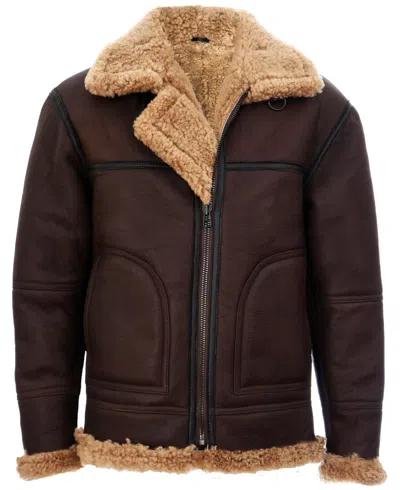 Infinity Leather Mens B3 Shearling Sheepskin Aviator Jacket-gloucester In Brown