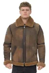 Infinity Leather Mens B3 Sheepskin Ww2 Bomber Jacket-hemsworth In Brown