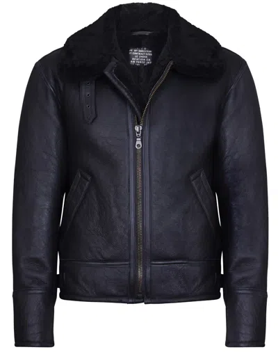 Infinity Leather Mens B3 Ww2 Leather Sheepskin Aviator Flying Jacket-charleston In Black