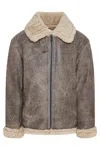 Infinity Leather Mens B3 Ww2 Sheepskin Leather Aviator Jacket-houston In Gray